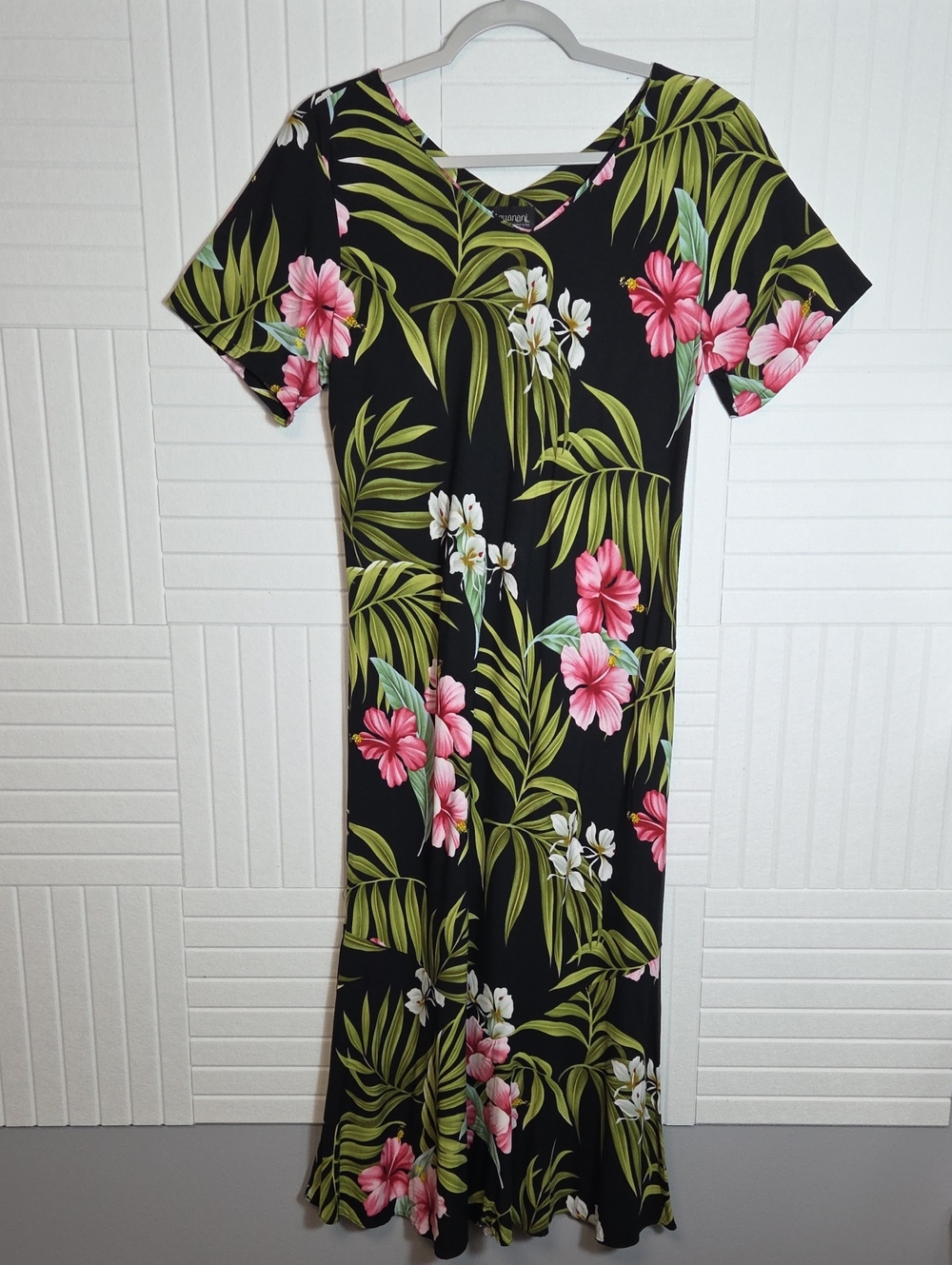 Puanani Made In Hawaii Vintage Black Hawaiian Hostess Dress Size L